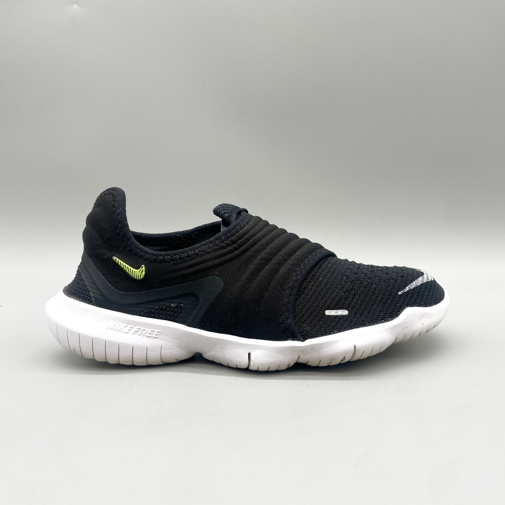 Nike Mens 7 Free RN Flyknit 3.0 Running Shoes Black White Flyknit Athleisure